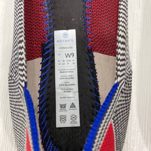 Rothy’s shale cherry red ribbon stripe ballet flats size 9 - Picture 11 of 14